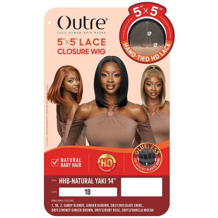 Outre Glueless Human Hair Blend 5X5 HD LACE CLOSURE WIG - HHB - NATURAL YAKI 14" - Image 4