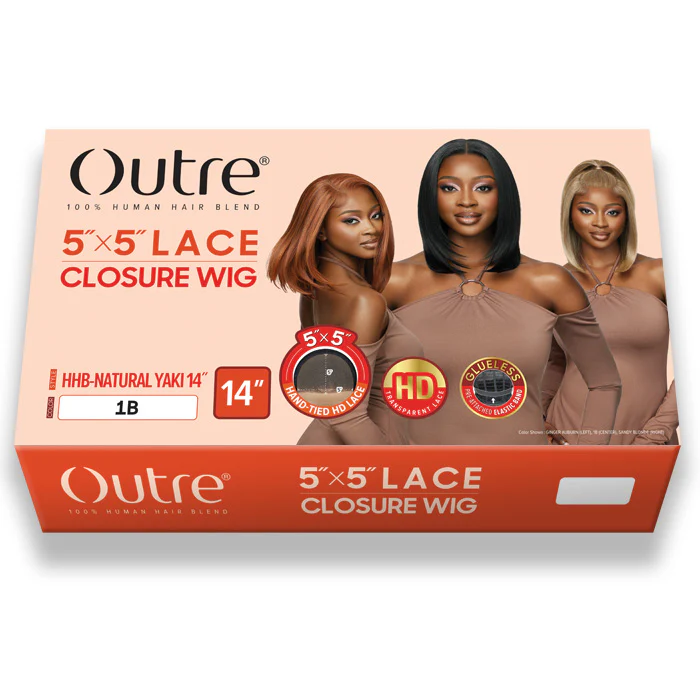 Outre Glueless Human Hair Blend 5X5 HD LACE CLOSURE WIG - HHB - NATURAL YAKI 14" - Image 5