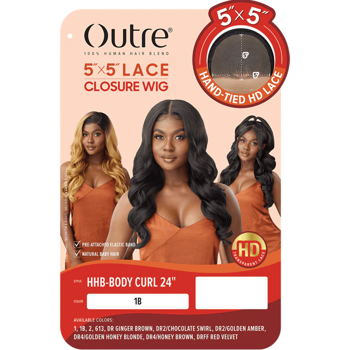 Outre Glueless Human Hair Blend 5X5 HD Lace Frontal Closure Wig - HHB-BODY CURL 24 - Image 5