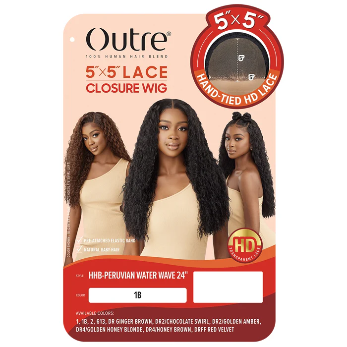 Outre Glueless Human Hair Blend 5X5 HD Lace Frontal Closure Wig - HHB-PERUVIAN WATER WAVE 24 - Image 4