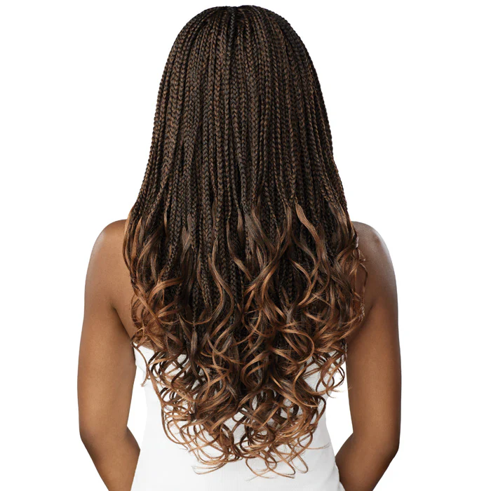 Outre Glueless Pre-Braided 4X4 HD Lace Front Wig - MIDDLE PART FRENCH CURL BOX BRAIDS 26" - Image 4