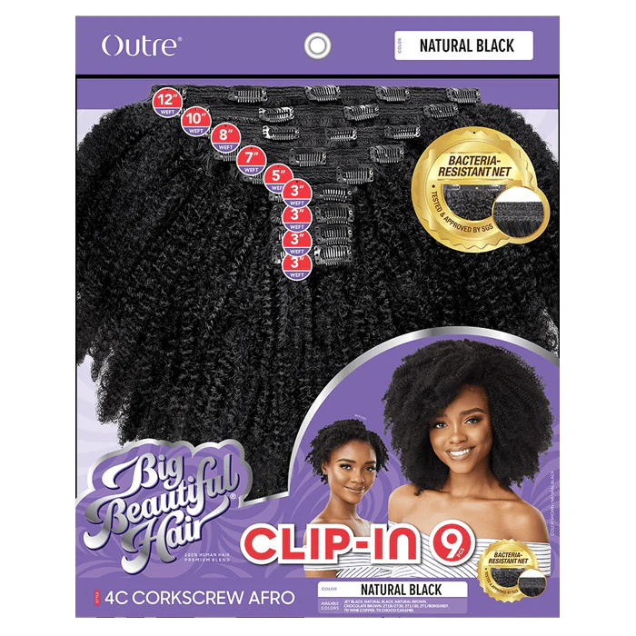 Outre Human Hair Blend Big Beautiful Hair Clip In Weave 9pcs - 4C CORKSCREW AFRO - Image 6