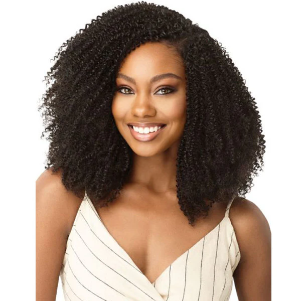 Outre Human Hair Blend Big Beautiful Hair Clip In Weave 9 PCS - 4C COILY FRO 10"