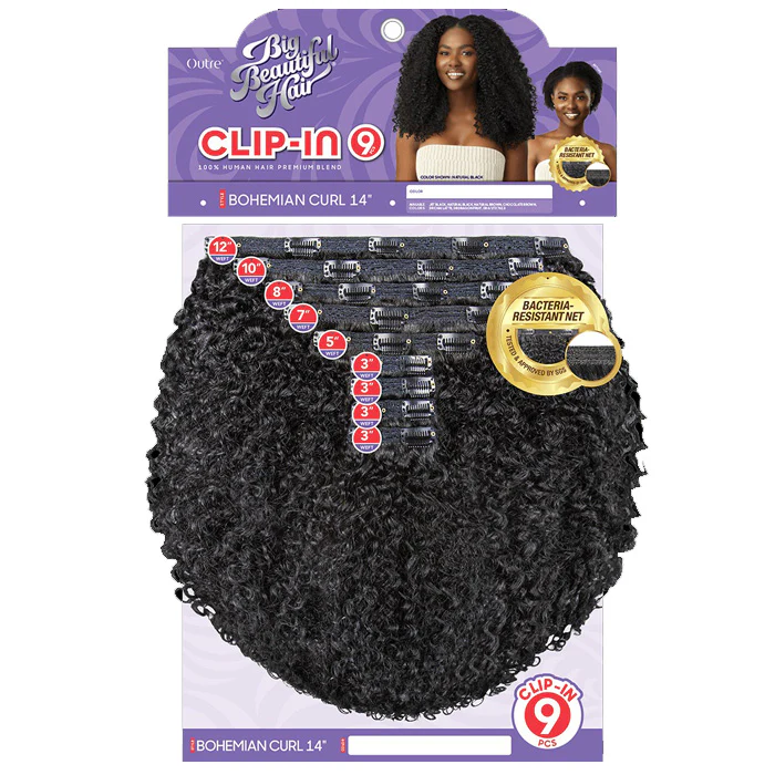 Outre Human Hair Blend Big Beautiful Hair Clip In Weave 9 PCS - BOHEMIAN CURL 14" - Image 5