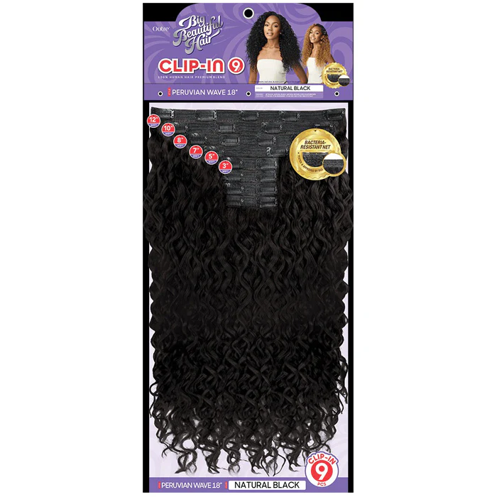 Outre Human Hair Blend Big Beautiful Hair Clip In Weave 9 PCS - PERUVIAN WAVE 18" - Image 5