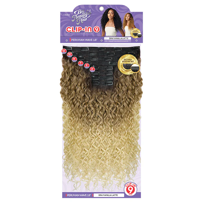 Outre Human Hair Blend Big Beautiful Hair Clip In Weave 9 PCS - PERUVIAN WAVE 18" - Image 6