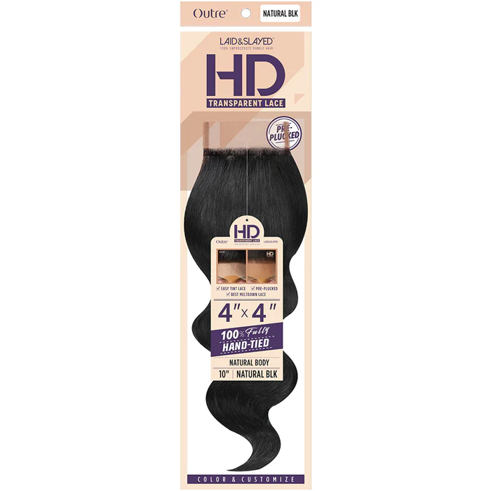 Outre Laid & Slayed 4X5 100% Unprocessed Human Hair HD Melted Lace Closure - NATURAL BODY 10-16"