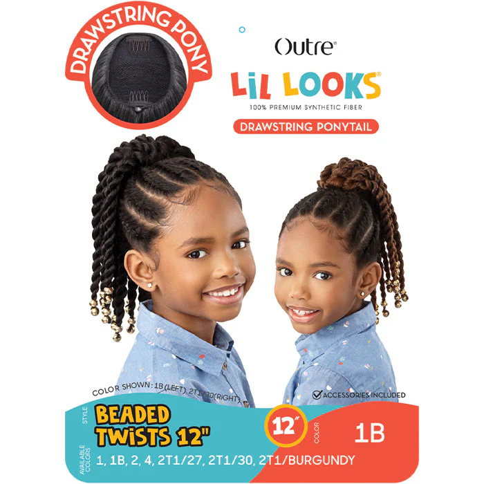 Outre Lil Looks Kids Drawstring Ponytail - BEADED TWIST 12" - Image 5