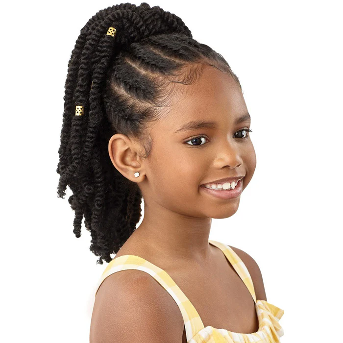 Outre Lil Looks Kids Drawstring Ponytail - GOLD CUFFED BOMB TWISTS 12" - Image 3