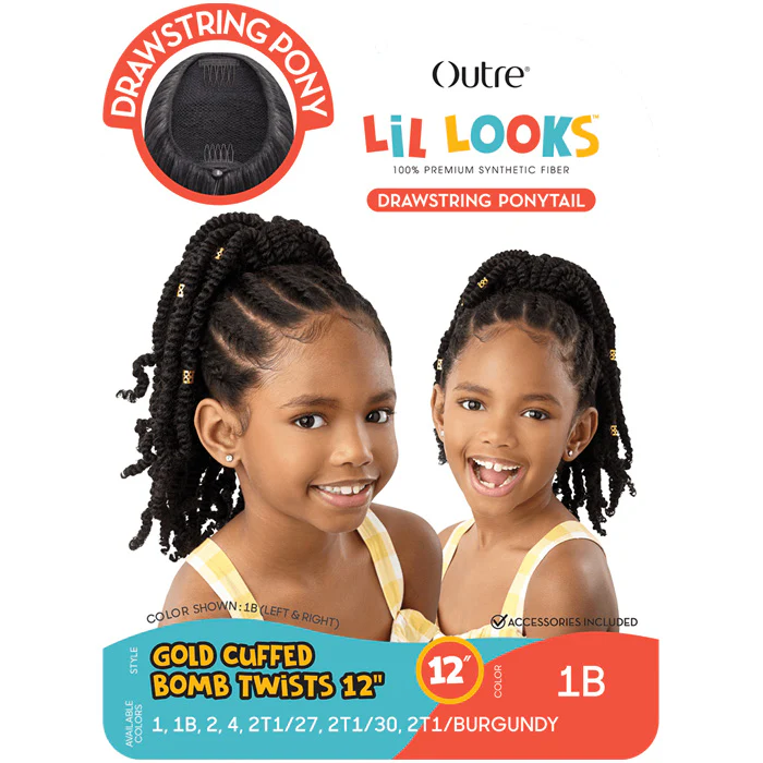 Outre Lil Looks Kids Drawstring Ponytail - GOLD CUFFED BOMB TWISTS 12" - Image 6