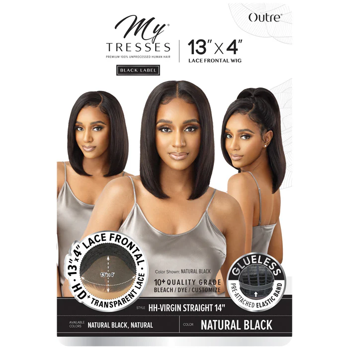 Outre My Tresses Black Label 100% Unprocessed Human Hair Glueless 13x4 HD Lace Front Wig - HH-VIRGIN STRAIGHT 14" - Image 4