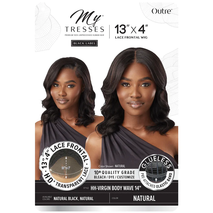 Outre My Tresses Black Label Glueless 100% Unprocessed Human Hair 13x4 HD Lace Front Wig - HH-VIRGIN BODY WAVE 14" - Image 4