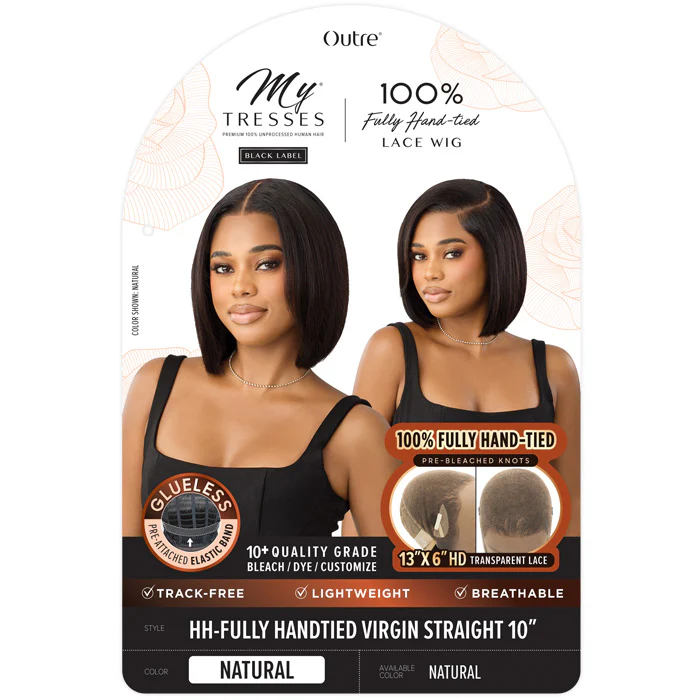 Outre My Tresses Black Label Glueless HD 13x6 Lace Frontal Wig - HH-FULLY HANDTIED VIRGIN STRAIGHT 10" - 100% Unprocessed Human Hair - Image 5