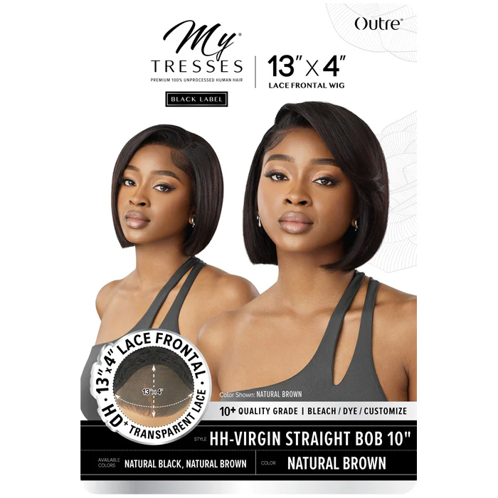 Outre My Tresses Black Label Premium 100% Unprocessed Human Hair HD 13x4 Lace Front Wig - HH-VIRGIN STRAIGHT BOB 10" - Image 5