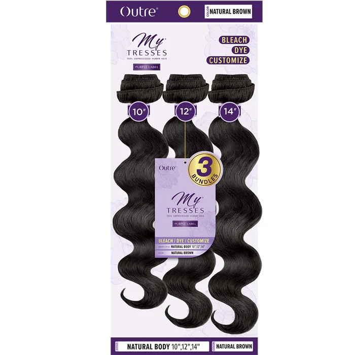 Outre My Tresses Purple Label 3 Bundles 100% Unprocessed Human Hair Weaves - NATURAL BODY 10-22" - Image 4