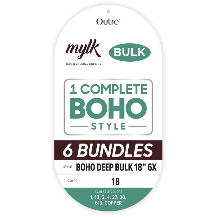 Outre Mylk 100% Remy Human Hair Bulk Braids 6 Bundles - BOHO DEEP BULK 18" 6X - Image 2