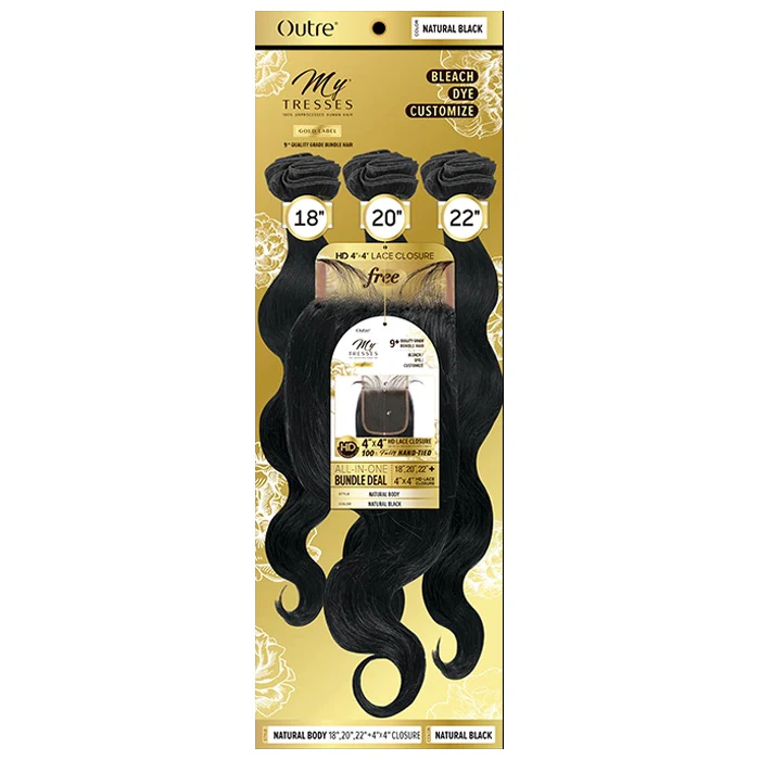 OUTRE MYTRESSES GOLD LABEL 100% HUMAN HAIR WEAVE WITH CLOSURE - NATURAL BODY 10-22" - Image 6