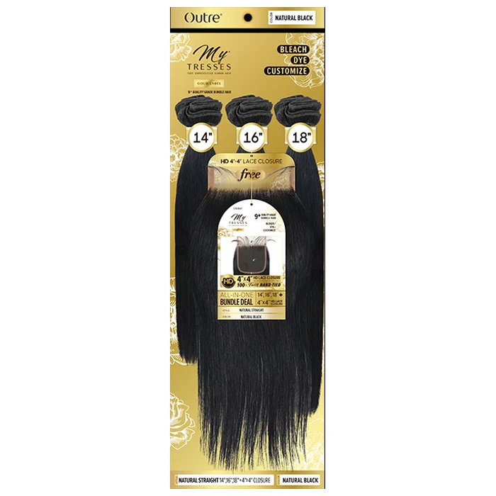 OUTRE MYTRESSES GOLD LABEL 100% HUMAN HAIR WEAVE WITH CLOSURE - NATURAL STRAIGHT 10-22" - Image 4