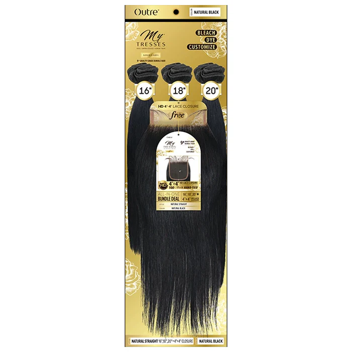 OUTRE MYTRESSES GOLD LABEL 100% HUMAN HAIR WEAVE WITH CLOSURE - NATURAL STRAIGHT 10-22" - Image 5