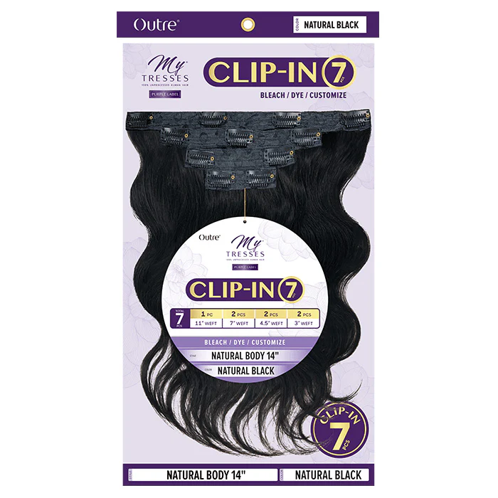 Outre MyTresses Unprocessed Human Hair Purple Label Clip-In 7Pcs NATURAL BODY 14"/ 22"