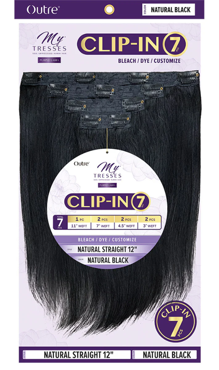 Outre MyTresses Unprocessed Human Hair Purple Label Clip-In 7Pcs NATURAL STRAIGHT 12" - 22"