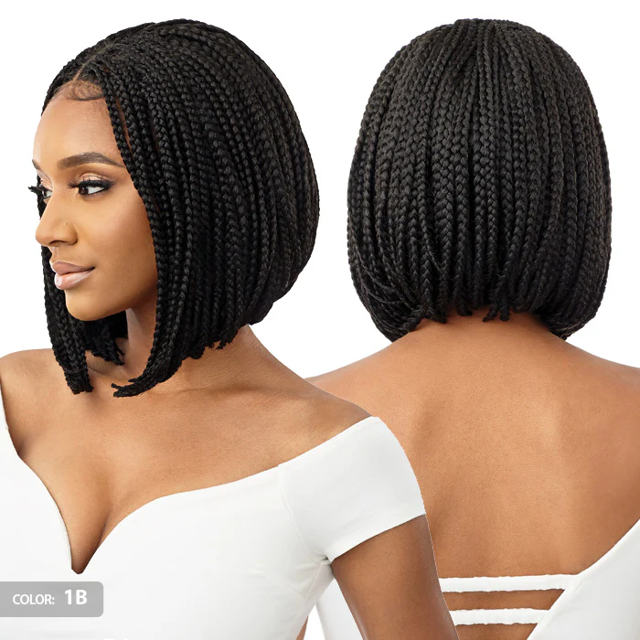 Outre Pre Braided 4X4 HD Lace Front Wig - BOX BRAID BOB 12" - Image 3