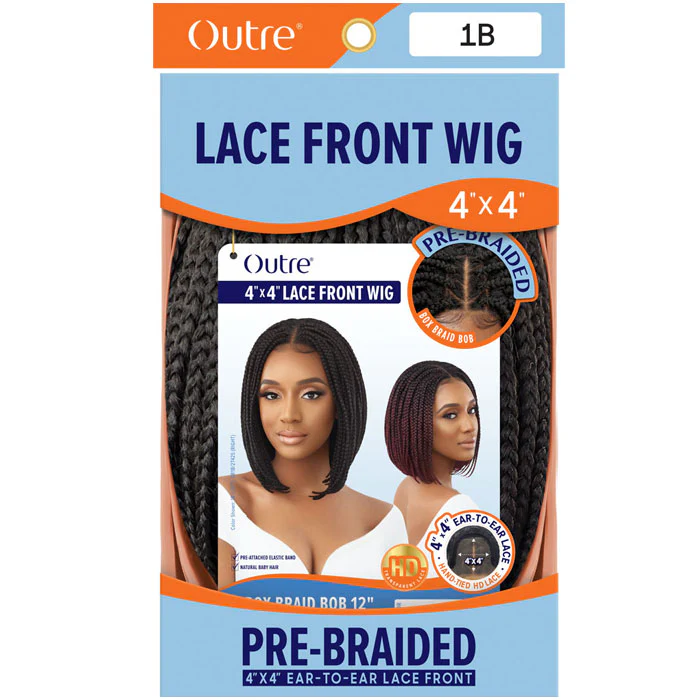 Outre Pre Braided 4X4 HD Lace Front Wig - BOX BRAID BOB 12" - Image 5