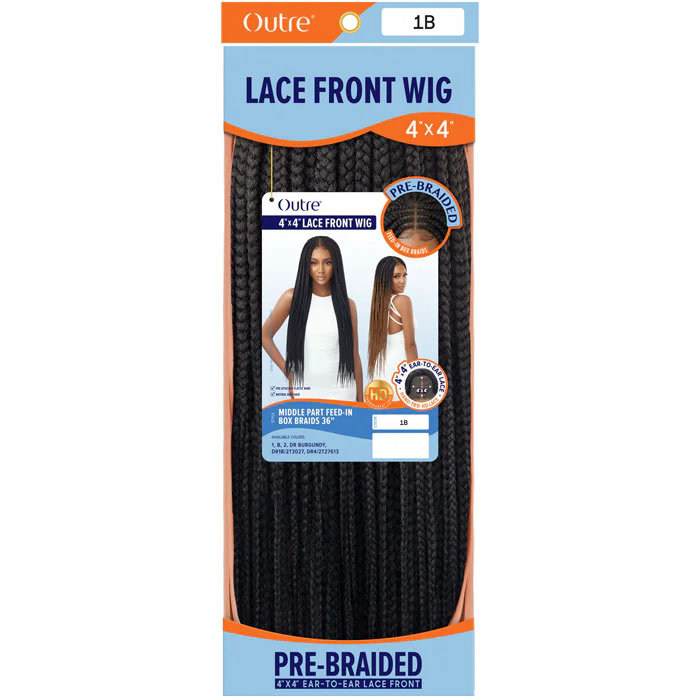 Outre Pre Braided HD 4X4 Lace Front Wig - MIDDLE PART-IN BOX BRAIDS 36" - Image 4