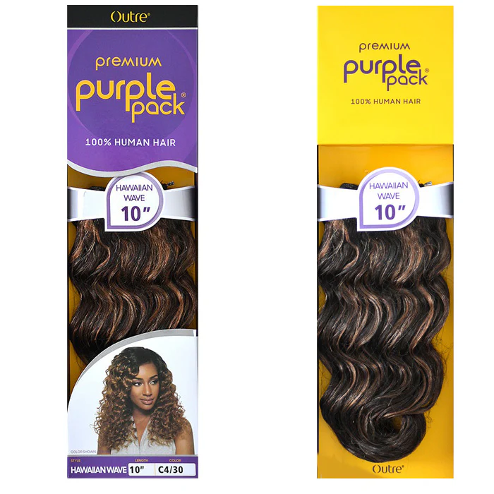 Outre Premium Purple Pack 100% Human Hair Weave - HAWAIIAN WAVE 12/14/18" - Image 5