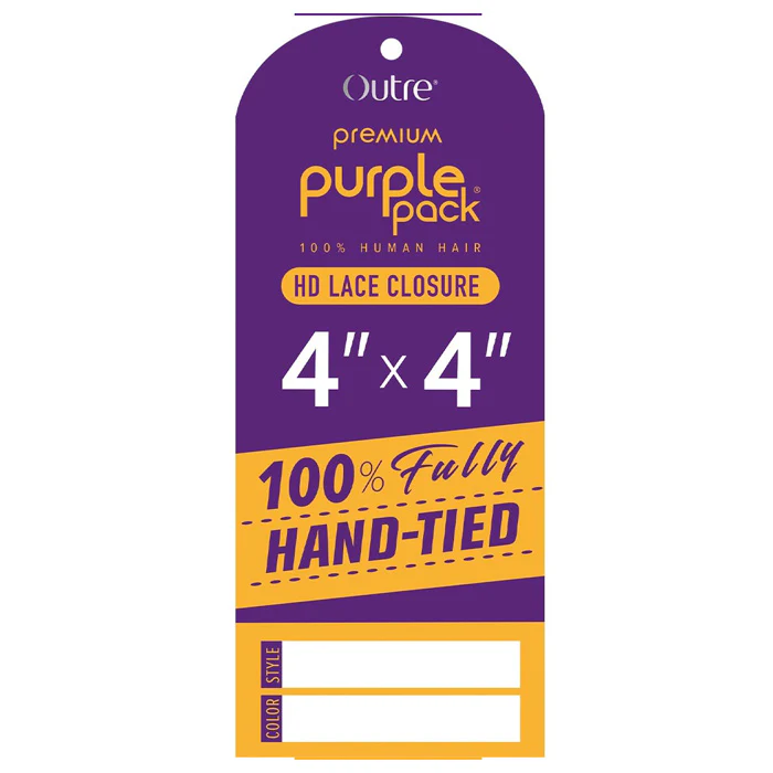 Outre Premium Purple Pack Human Hair 4x4 HD Lace Closure - YAKI 10/12/14" - Image 2