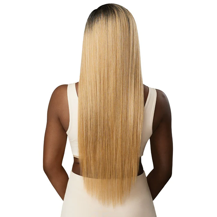 Outre Purple Pack Brazilian Boutique Human Hair Blend Weave - SLEEK PRESSED 4PCS (18/20/22"+ 4X4 HD lace closure) - Image 3
