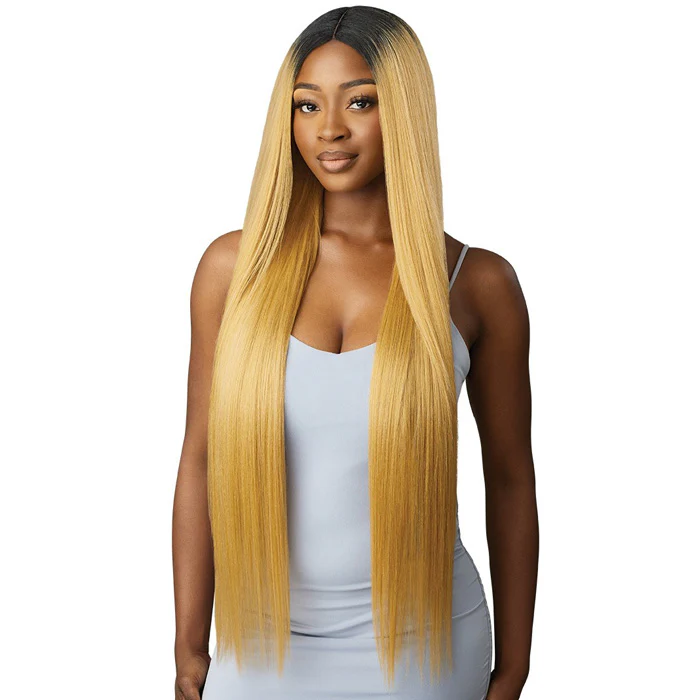 Outre Purple Pack Brazilian Boutique Human Hair Blend Weave - VIRGIN SLEEK PRESSED 4PCS (26/28/30"+ 4" lace closure)