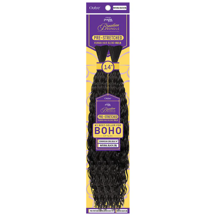 Outre Purple Pack Brazilian Bundle 100% Human Hair Blend Pre-Stretched Braid - DOMINICAN CURL BULK 10/14/18/24" - Image 2
