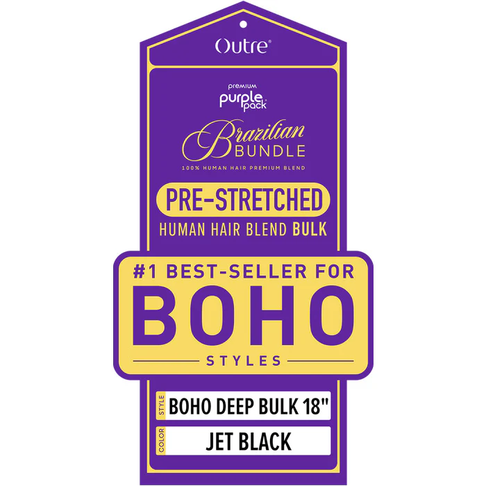 Outre Purple Pack Brazilian Bundle 100% Human Hair Blend Pre-Stretched Braid - BOHO DEEP BULK 18" - Image 2