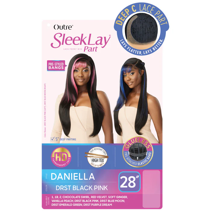 Outre Sleek Lay Glueless Deep C-Part HD Lace Front Wig - DANIELLA - Pre-Styled Bangs - Image 4
