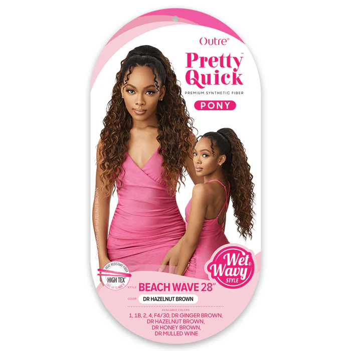 Outre Pretty Quick Drawstring Wet & Wavy Ponytail - BEACH WAVE 28" - Image 5