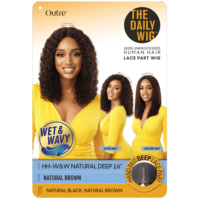 Outre The Daily 100% Unprocessed Human Hair Lace Part Wet & Wavy Wig - NATURAL DEEP 16 - Image 6