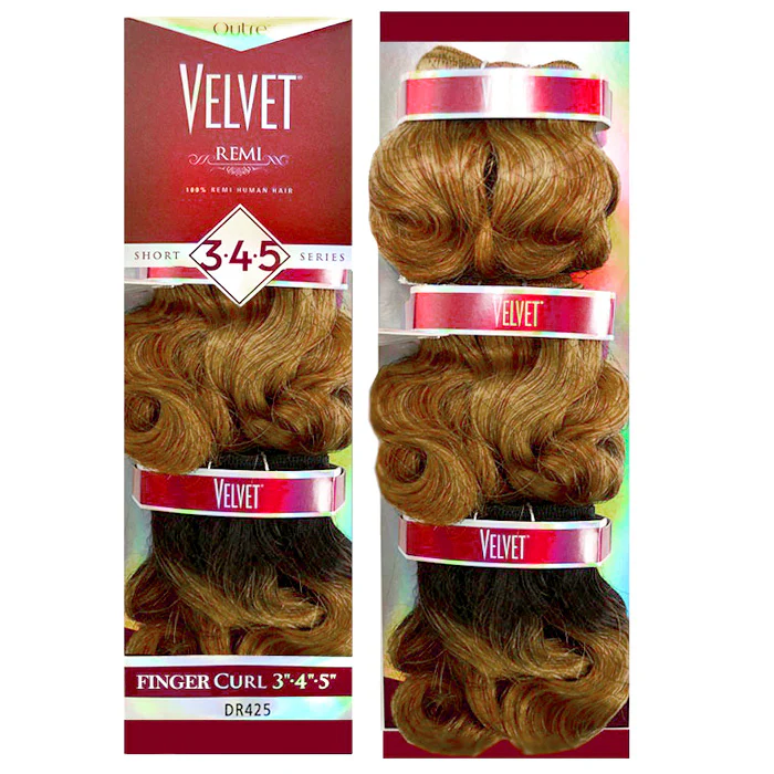 Outre Velvet 100% Remi Human Hair Weave - FINGER CURL 3 Pcs (Short 3"4"5" Series) - Image 2