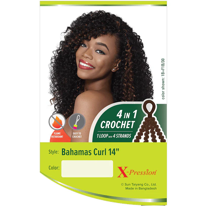 Outre X-Pression 4 In 1 Pre Loop Crochet Braid - BAHAMAS CURL 14" - Image 4