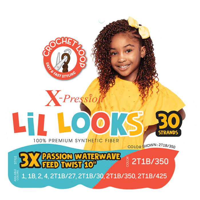 Outre X-Pression Lil Looks Kids Crochet Loop Braid - PASSION WATER WAVE FEED TWIST 10" 3x - Image 3