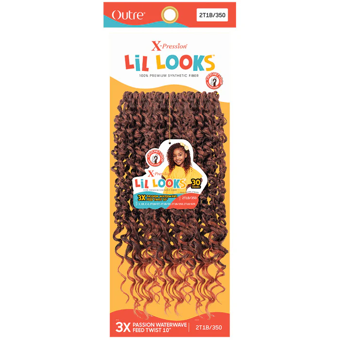 Outre X-Pression Lil Looks Kids Crochet Loop Braid - PASSION WATER WAVE FEED TWIST 10" 3x - Image 4