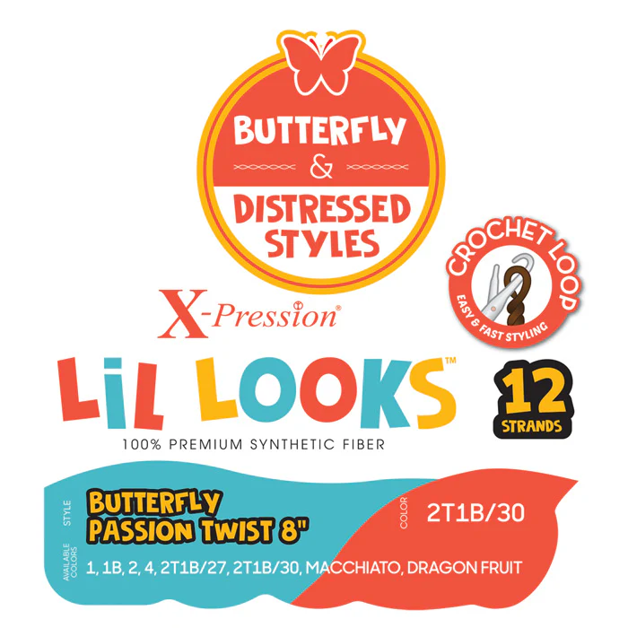 Outre X-Pression Lil Looks Kids Pre-Loop Crochet Braid - BUTTERFLY PASSION TWIST 8 - Image 2