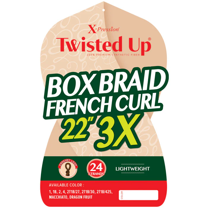 Outre X-Pression Twisted Up Crochet Braid - BOX BRAID FRENCH CURL 22" 3X - Image 3