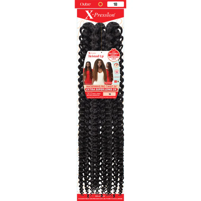Outre X-Pression Twisted Up Crochet Braids 3X - WATERWAVE FRO TWIST 26" EXTRA SUPERLONG - Image 5