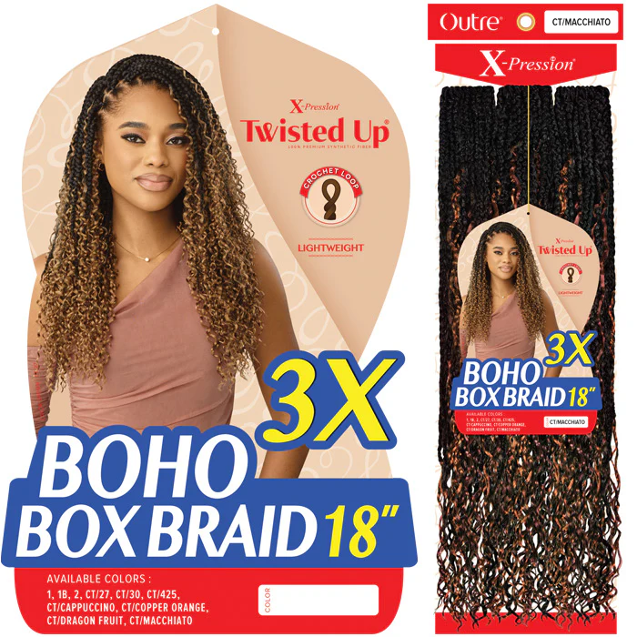 Outre X-Pression Twisted Up Crochet Loop Braid - BOHO BOX BRAID 18" 3X - Image 2