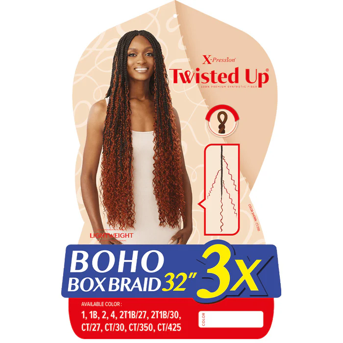 Outre X-Pression Twisted Up Crochet Loop Braid - BOHO BOX BRAID 32" 3X - Image 2