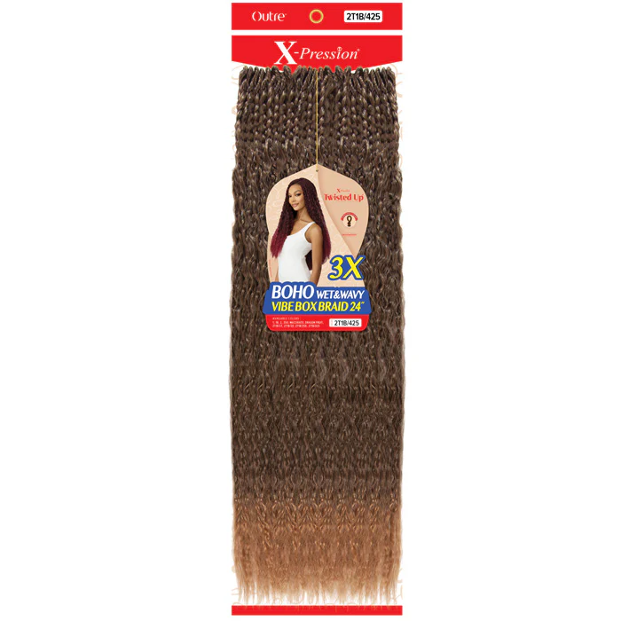 Outre X-Pression Twisted Up Crochet Pre-Loop Braid - 3X BOHO WET & WAVY VIBE BOX BRAID 24" - Image 2