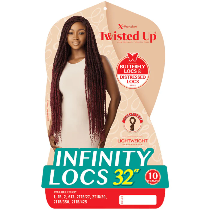 Outre X-Pression Twisted Up Distressed Butterfly Pre-Looped Crochet Braid - INFINITY LOCS 32" - Image 2