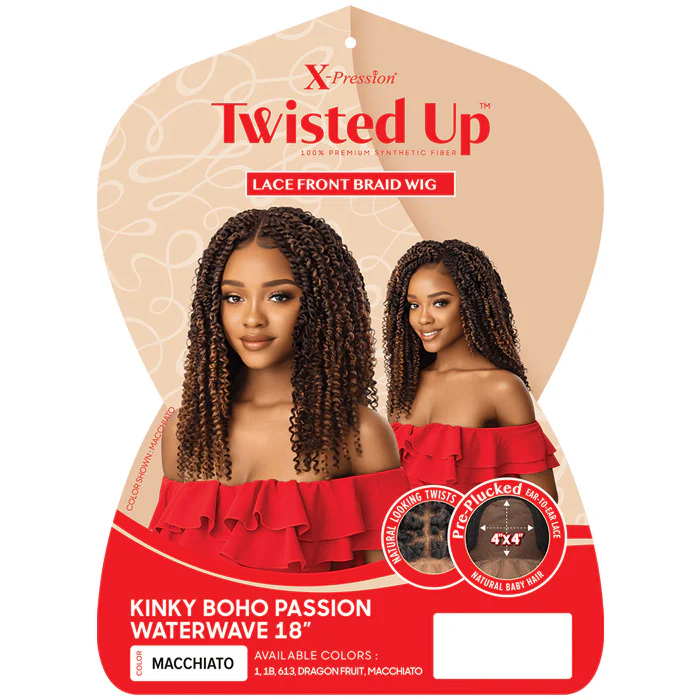 Outre X-Pression Twisted Up Glueless 4x4 HD Lace Front Wig - KINKY BOHO PASSION WATERWAVE 18" - Image 4