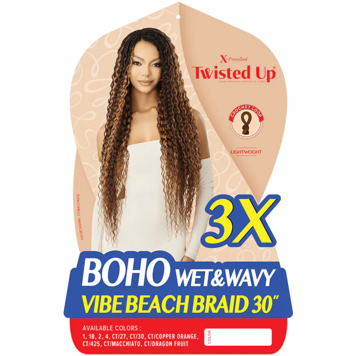 Outre X-Pression Twisted Up Pre-Loop Crochet Braid - BOHO WET&WAVY VIBE BEACH BRAID 30" 3X - Image 3